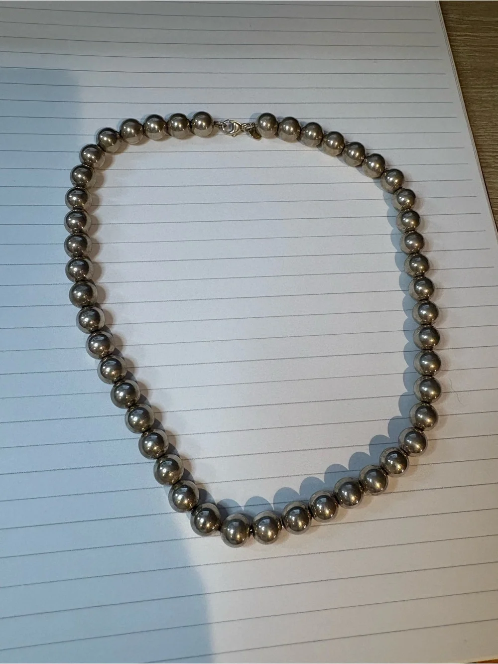 Tiffany & Co. Silver Bead Necklace (18”) with Pouch